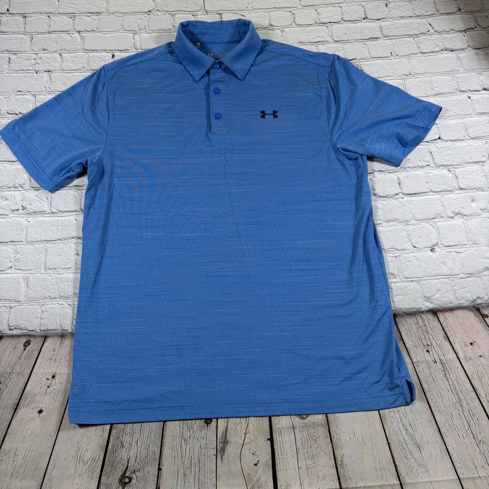 Under Armour Mens HeatGear Loose Fit Polo Shirt Blue Heathered Medium 0347